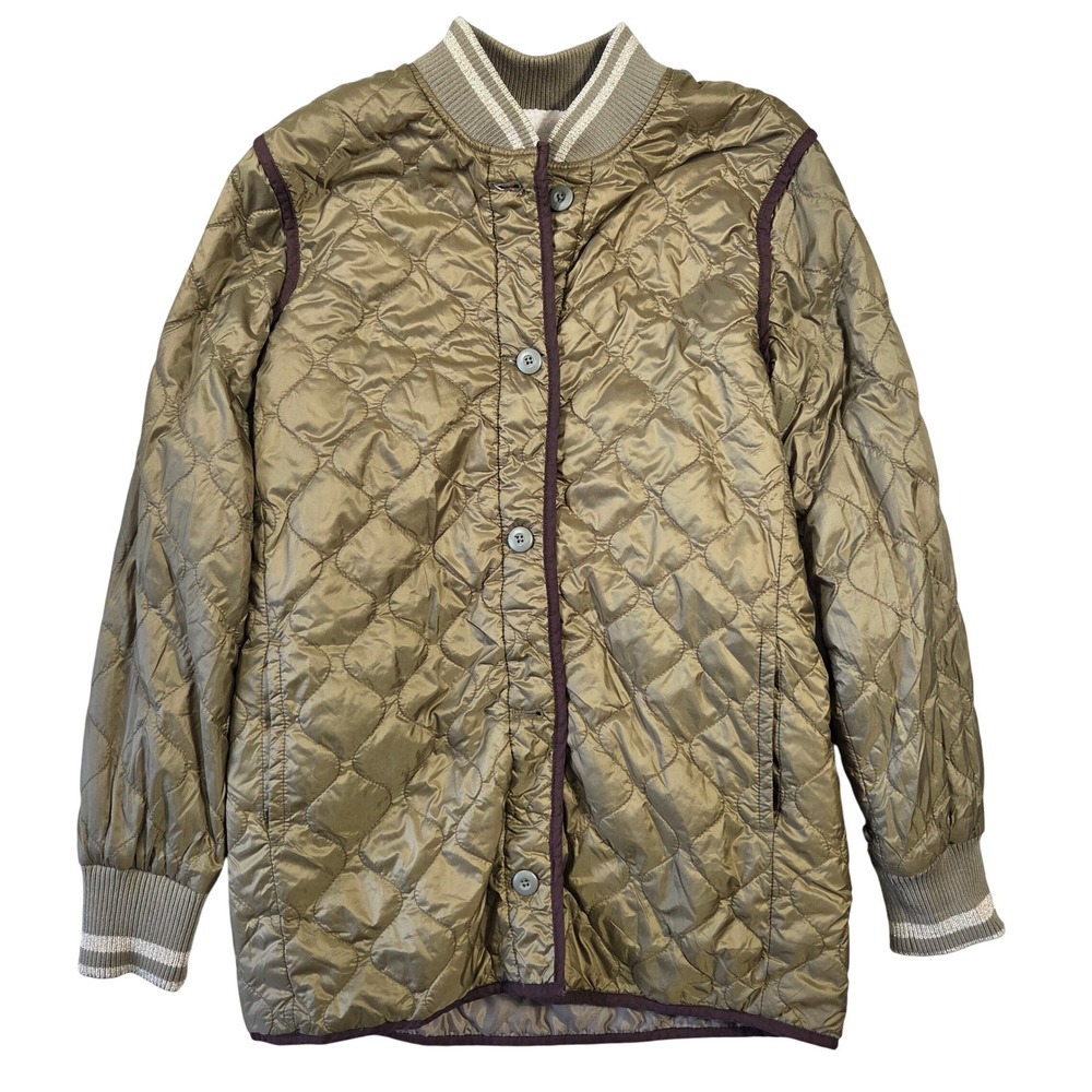 American Eagle Outfitters Quilted Liner Jacket Olive Green Sherpa Lined XS Women